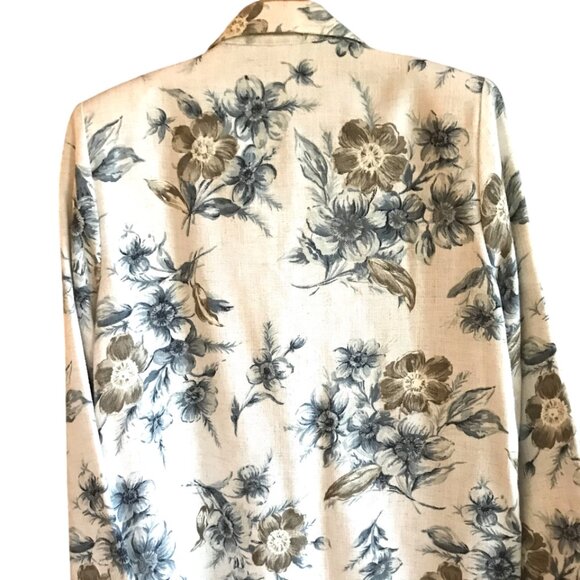Lisa Josephs Vintage Woven Jacket: 80s Blazer Cream Blue Green Floral, Women’s S - Picture 8 of 9